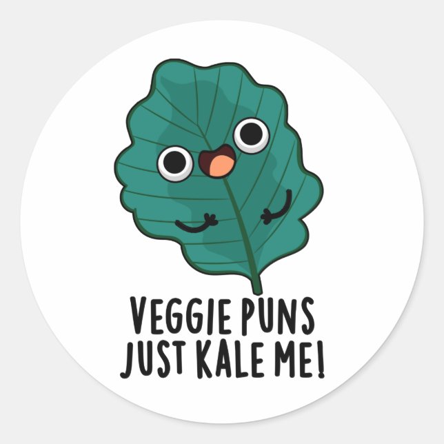 Veggie Puns Kale Me Funny Food Puff Runder Aufkleber (Vorderseite)