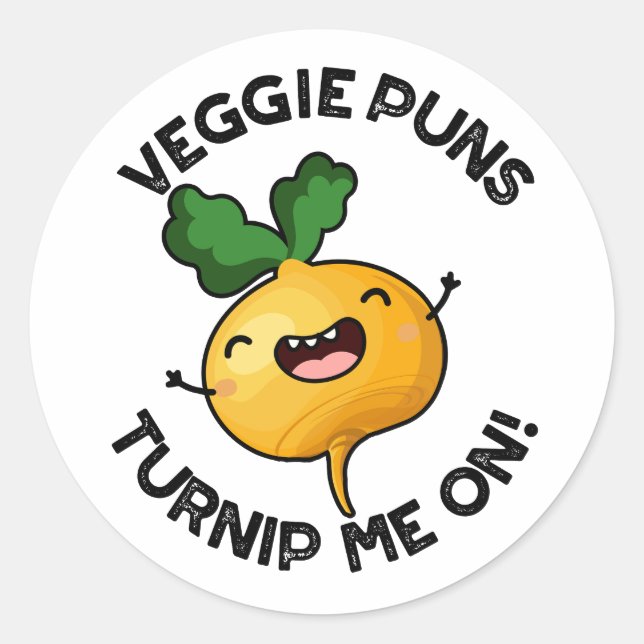Veggie Puns Turnip Me on Funny Gemüse Puppe Runder Aufkleber (Vorderseite)