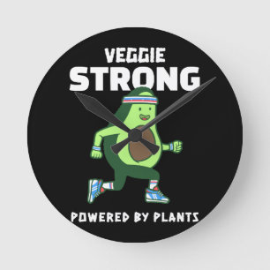 Veggie Strong, angetrieben von Pflanzen Runde Wanduhr