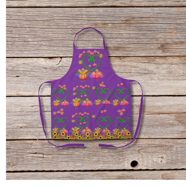 Veggie-Truthühner und Sonnenblumen lila Schürze (Von Creator hochgeladen)