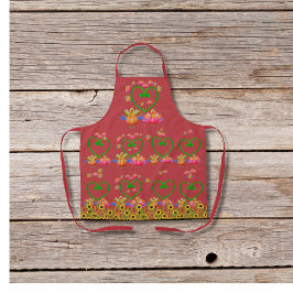 Veggie-Truthühner und Sonnenblumen rot Schürze