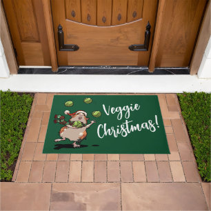 Veggie Weihnachten! Guinea Pig Juggling Sprouts Fußmatte