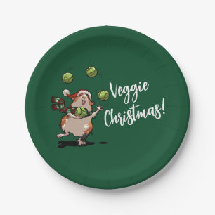 Veggie Weihnachten! Guinea Pig Juggling Sprouts Pappteller