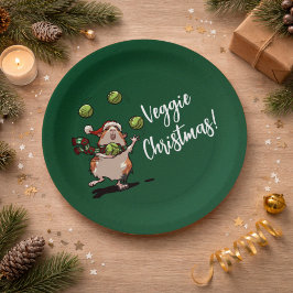Veggie Weihnachten! Guinea Pig Juggling Sprouts Pappteller