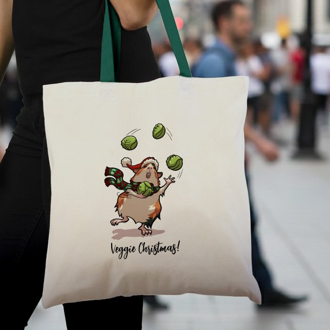 Veggie Weihnachten! Guinea Pig Juggling Sprouts Tragetasche (Von Creator hochgeladen)