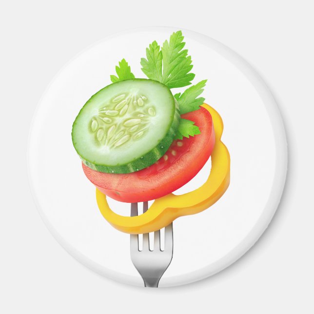 Veggies auf einer Gabel Magnet (Vorne)