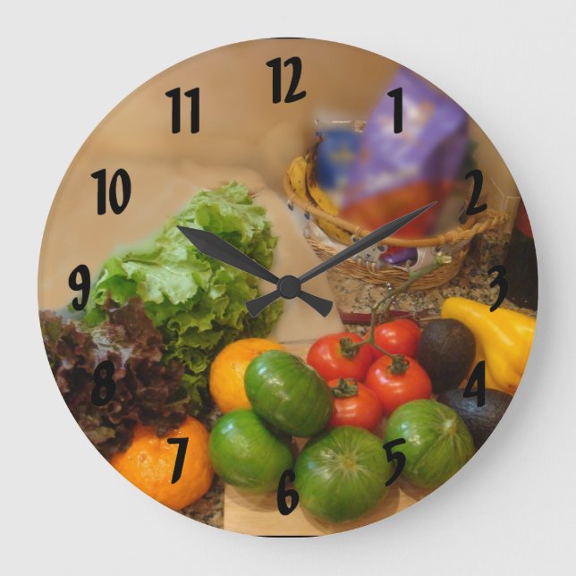 Veggies in Buenos Aires w Numbers Große Wanduhr (Vorderseite)