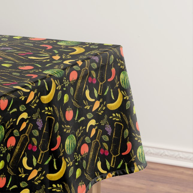 Veggies und Goldflaschen Feinschmecker Hipster Tab Tischdecke (Beispiel)