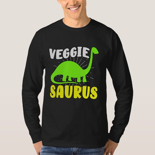Veggiesaurus Dino vegetarisch No Meet Pflanze Base T-Shirt (Vorderseite)
