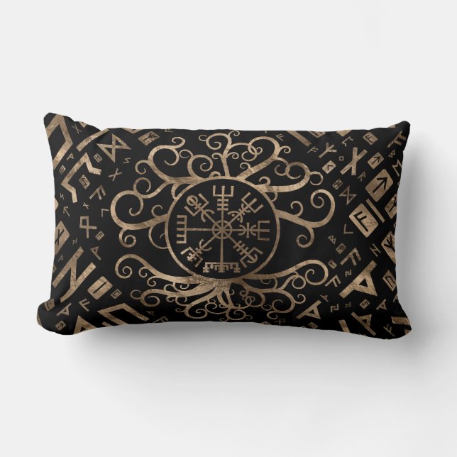 Vegvisir Baum des Lebens Yggdrasil und der Runen Lendenkissen (Vorderseite)