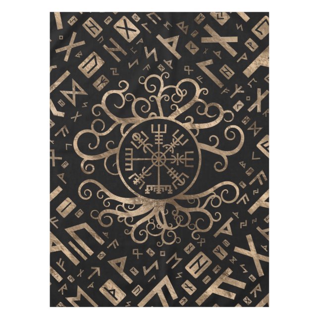 Vegvisir Baum des Lebens Yggdrasil und der Runen Tischdecke (Vorderseite)