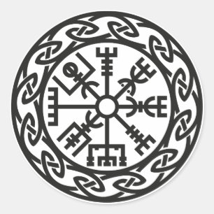 Vegvísir, Island, Traveller's Charm, Schutz Runder Aufkleber