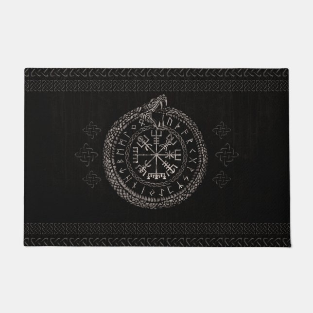 Vegvisir mit Ouroboros und Runen Fußmatte (Vorderseite)