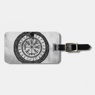 Vegvisir mit Ouroboros und Runen - Grayscale Gepäckanhänger