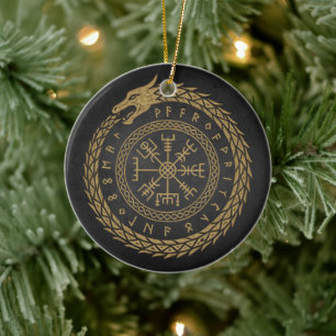Vegvisir Nordische Schlange Runenkreis Design Keramik Ornament