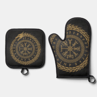 Vegvisir Nordische Schlange Runenkreis Design Ofenhandschuh & Topflappen-Set