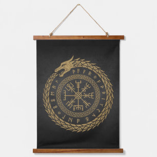 Vegvisir Nordische Schlange Runenkreis Design Wandteppich Mit Holzrahmen