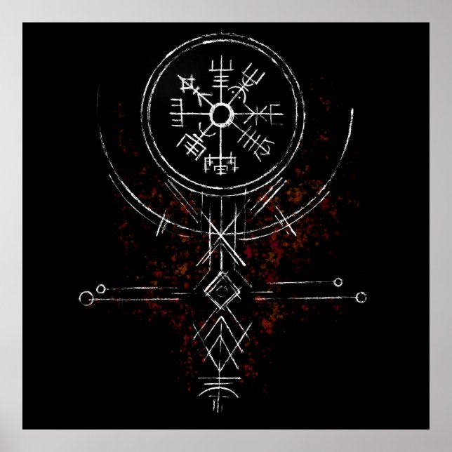 Vegvisir Norse Compass Poster (Vorne)
