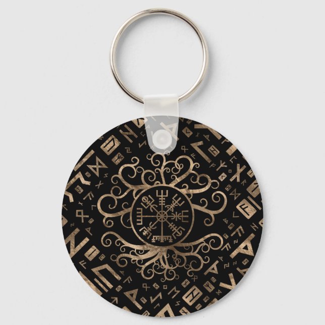 Vegvisir Tree of life Yggdrasil and Runes Schlüsselanhänger (Vorderseite)