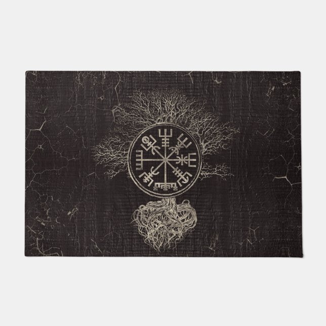 Vegvisir und Baum des Lebens - Yggdrasil Fußmatte (Vorderseite)