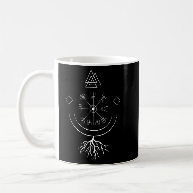 Vegvisir Viking Compass der nordischen Mythologie  Kaffeetasse (Links)