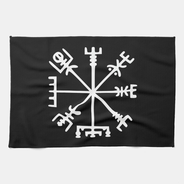 Vegvísir (Viking Compass) Geschirrtuch (Horizontal)