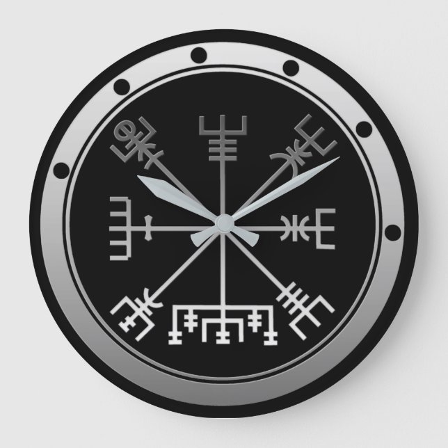 Vegvisir Viking Compass Große Wanduhr (Vorderseite)
