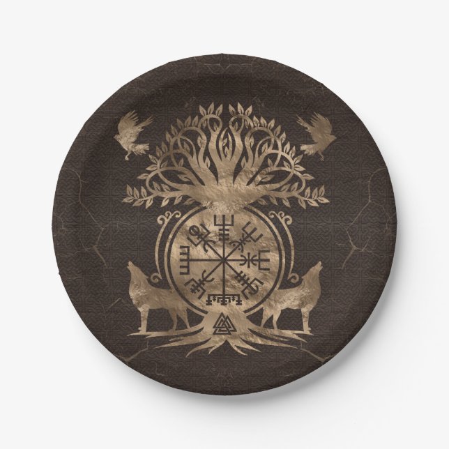 Vegvisir - Viking Compass Ornament Pappteller (Vorderseite)