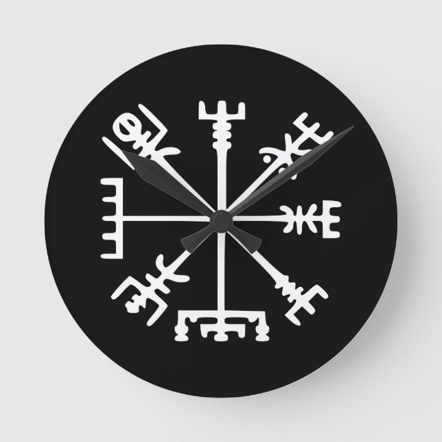 Vegvísir (Viking Compass) Runde Wanduhr (Vorderseite)