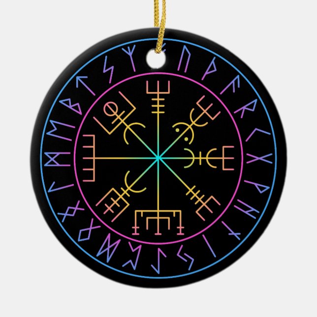 Vegvisir Viking Compass Symbol Design Keramik Ornament (Vorne)
