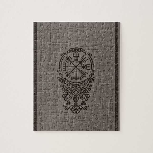 Vegvisir - Viking-Kompass auf Futhark Muster (Vertikal)