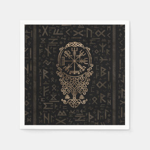 Vegvisir - Viking-Kompass auf Futhark Muster Serviette