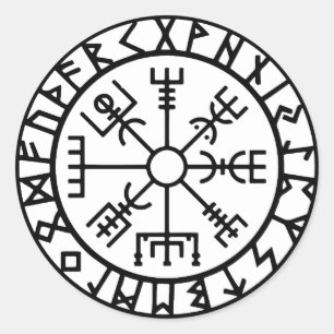 Vegvisir (Viking-Kompass) runder Aufkleber