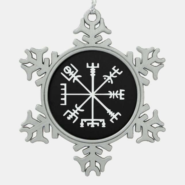 Vegvísir (Viking-Kompass) Schneeflocken Zinn-Ornament (Vorderseite)