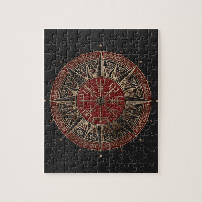 Vegvisir - Viking-Kompass - schwarzes und rotes (Vertikal)