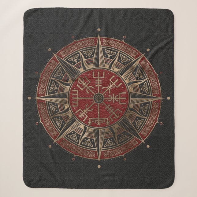 Vegvisir - Viking-Kompass - schwarzes und rotes Sherpadecke (Vorderseite)