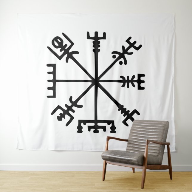 Vegvísir (Wikinger-Kompass) Wandteppich (Beispiel (Horizontal))