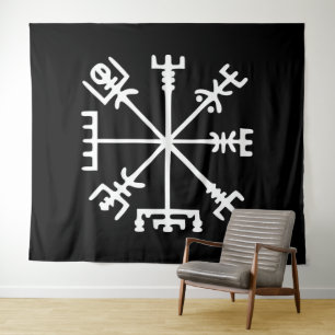 Vegvísir (Wikinger-Kompass) Wandteppich