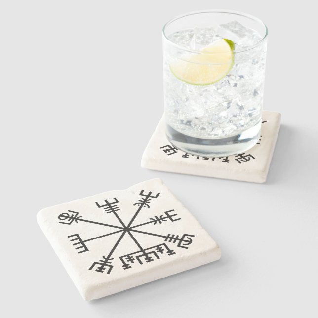 Vegvisir Wikinger-Symbol Steinuntersetzer (Seitenansicht)