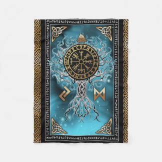 Vegvisir Yggdrasil Wikinger Rune Nordisch Fleecedecke