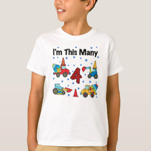 Véhicules de construction T-shirts 4e anniversaire