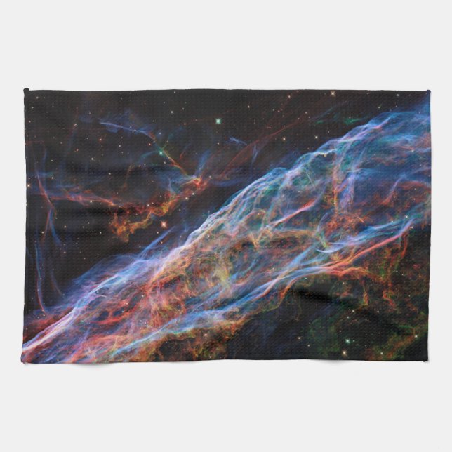 Veil Nebula Supernova Remnants Hubble Telescope Geschirrtuch (Horizontal)