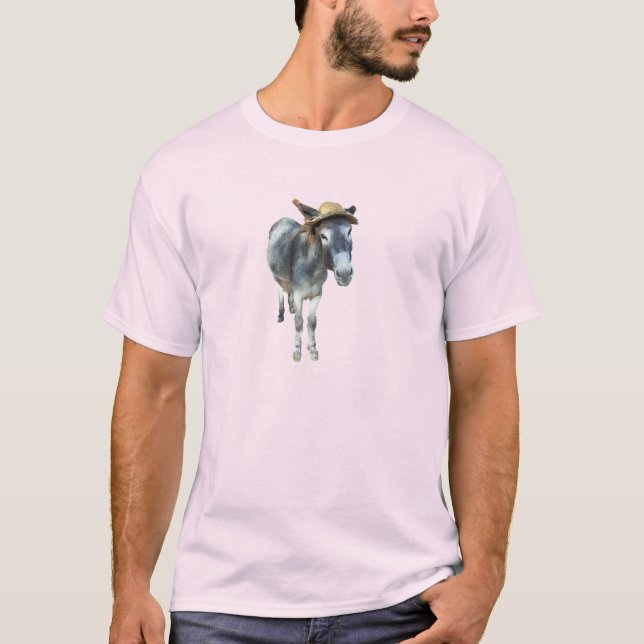Veilchen der Esel im Strohhut mit Blumen T-Shirt (Vorderseite)