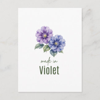 Veilchen-Geburtsblumen-Wandkunst Aquarell Februar Postkarte