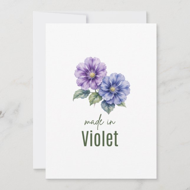 Veilchen-Geburtsmonatsblume Februar Watercolor Einladung (Vorderseite)