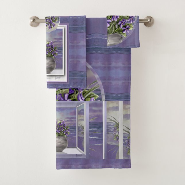 Veilchen in einem Mondglas Badhandtuch Set (Insitu)