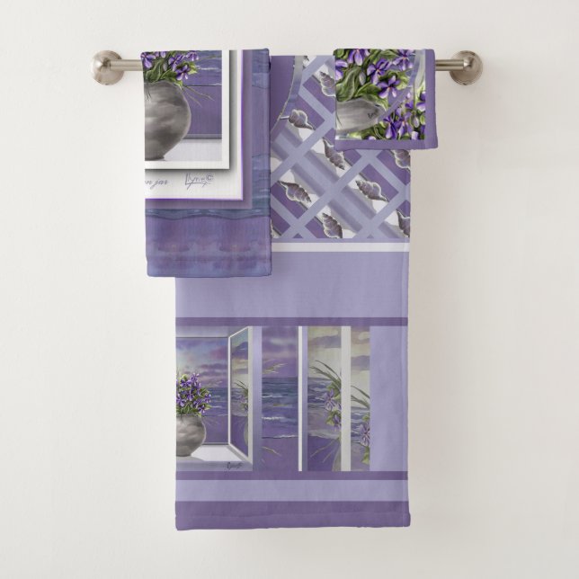 Veilchen in einem Mondglas Badhandtuch Set (Insitu)