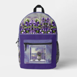 Veilchen in einem Mondglas Bedruckter Rucksack