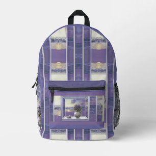 Veilchen in einem Mondglas Bedruckter Rucksack