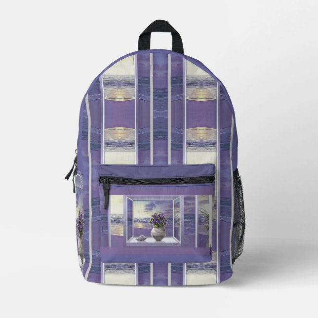 Veilchen in einem Mondglas Bedruckter Rucksack (Vorderseite)
